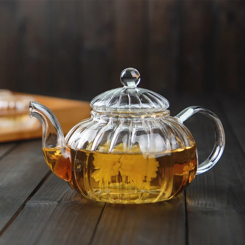 Teko kaca bunga bentuk labu be - Herbal Tea ulasan dan harga
