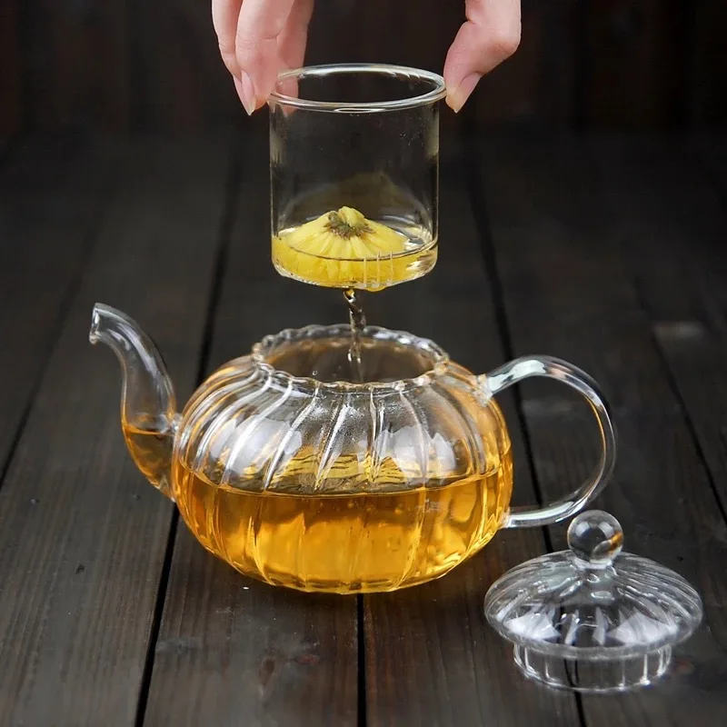 Teko kaca bunga bentuk labu be - Herbal Tea ulasan dan harga