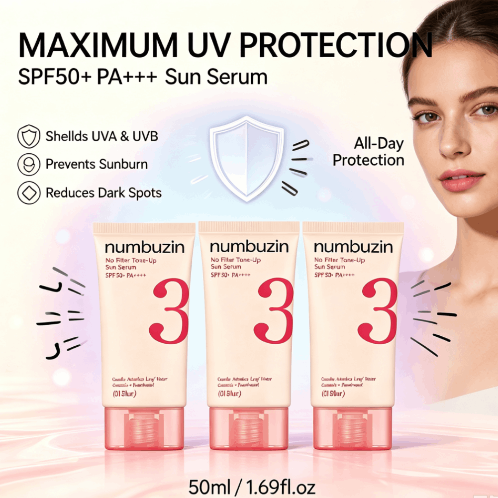 Numbuzin 3 Sun Serum SPF50+ Ce - Echinacea ulasan dan harga